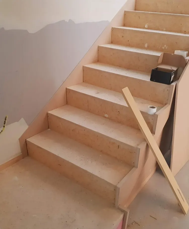 New timber staircase being installed